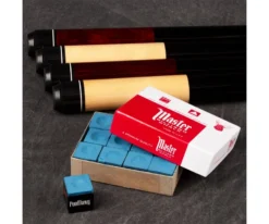 Economy Two-Piece Pool Cue Bundle (4 House Cues Set) -Billiards Store pdeco group chalk